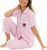 Keith Haring Women's Embroidered Art Cotton Pajamas 2-Piece Set, Pink, Small