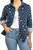 J.A.C.H.S. Women's Collared Long Sleeve Velvet Shirt, Navy, Small