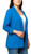 Dakota Blue Crepe Women's Blazer, Ruched Sleeves, Blue, 2X-Large