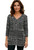 Mario Serrani Women's V-Neck Top, Long Sleeves, Black, Large