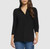 Matty M Women's Collared 3/4 Sleeve Top, Black, 2X-Large