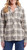 Weatherproof Vintage Women Classic Fit Long Plaid Flannel Shirt, Green, Large
