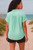 Felina Women's Button Front Top Collared Short Sleeve Shirt, Blue, 2X-Large
