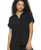 Felina Women's Button Front Top Collared Short Sleeve Shirt, Black, Large