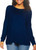 Felina Women's Cozy Knit Long Sleeve Shirt Top, Medieval Blue, Medium