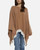 Matty M Womens Sweater Tan Poncho Boat Neck Long Sleeves, Tan, One Size