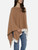 Matty M Womens Sweater Tan Poncho Boat Neck Long Sleeves, Tan, One Size