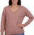 Lucky Brand Women's Soft Long Sleeve V-Neck Sweater, Cognac, Large