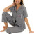 Keith Haring Women's Embroidered Art Cotton Pajamas 2-Piece Set, Black, Medium