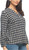 Felina Women's Lurex Plaid Long Sleeve Top, Navy Plaid, Small