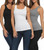 Felina Women's 3 Pack Ribbed Tank Tops, White-Gray-Black, Medium