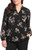 Hilary Radley Women's Long Sleeve Blouse Shirt, Black Combo, Large