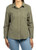 J.A.C.H.S. Women's Collared Long Sleeve Velvet Shirt, Green, Large