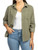 J.A.C.H.S. Women's Collared Long Sleeve Velvet Shirt, Green, Large