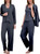 Live 2 Lounge Women's 3 Piece Textured Cable Knit Lounge Set, Navy, Small