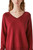 Lucky Brand Women's V-Neck Sweater, Long Sleeves, Pomegranate,Large