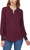 Buffalo David Bitton Women's Long Sleeve Cozy V-Neck Top, Burgundy Mix, X-Large