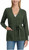 Splendid Women's Belted Button Front Long Sleeve Cardigan, Green, XL