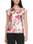 Express Women's Short Sleeve Satin Blouse, Multi, X-Large