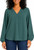 Weatherproof Vintage Women's Long Sleeve Textured V-Neck Blouse, Green, Medium