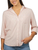Jachs Girlfriend Relaxed Fit 3/4 Sleeve Button Up Shirt, Pink, 2X-Large
