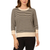 Adrianna Papell Women's 3/4 Three Quarter Sleeve Stripe Knit Sweater, Black, X-Large