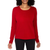 Mario Serrani Women's Textured Long Sleeve Top, Red, Large