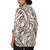 Mario Serrani Women's Button Front Blouse, Black/Ivory, Large