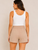 BCBG Women's Athletic Drawstring Elastic Waist Shorts, Tan, Medium