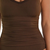 Ellen Tracy Ruched Pinstripe One Piece Swimsuit Adjustable Straps, Brown, Medium