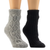 Jane and Bleecker Women's Slipper Sock, Black/Gray, One Size