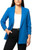 Dakota Blue Crepe Women's Blazer, Ruched Sleeves, Blue, Large