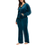 Felina Women's 2 Piece Velour Track Suit Lounge Set, Blue, 2X