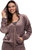 Felina Women's 2 Piece Velour Track Suit Lounge Set, Taupe, Medium