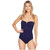 Tommy Bahama Pearl V-Front Bandeau One-Piece Swimsuit, Navy, 6