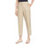 Lewit Women's Button Hem Capris Cropped Pants, Beige, 16