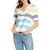 Splendid Short Sleeve Stripe Print Pullover Hoodie, Shore Stripe, Large