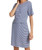 Theory Front Twist Stripe Linen-cotton T-shirt Dress, Blue Multi, Small