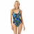 Michael Kors Zip Front One Piece Swimsuit, Black Multi, 6