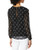 kensie Women's Whispering Shadows Ruffle Accent Top Shirt, Black Combo, XS