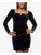 B DARLIN Women's Square Neck Mini Body Con Evening Dress, Black, 0