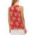 Vince Camuto Botanica Floral High-Neck Top, Crimson Red, Petite Small