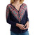 Lucky Brand Women's Bandana Print Henley Shirt, Navy Multi, XS