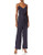 cupcakes and cashmere Women's Bonita Pinstriped Jumpsuit with Waist tie, Dark Navy, Small