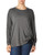 kensie Women's Drapey French Terry Sweatshirt, Heather Dark Grey, S