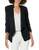 HALSTON Women's Ruched Sleeve Slim Suiting Jacket, Black, Medium