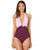 Kate Spade New York Color Blocking Knotted Halter One-Piece Raisin LG