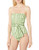 Vince Camuto Women's Standard Bandeau One Piece Swimsuit with Wrap Detail, Hammock Stripe Fern, 8