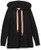 kensie Women's Viscose Blend Hooded Sweater with Pearl Front, Black, XS