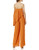 HALSTON Women's Strapless Wide Leg Jumpsuit with Flounce Overlay, Sunset 445, 6